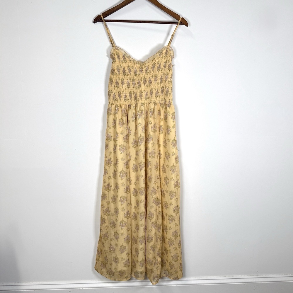 Patrons of Peace Women's Floral Yellow Diary Dress Cottagecore Size Large